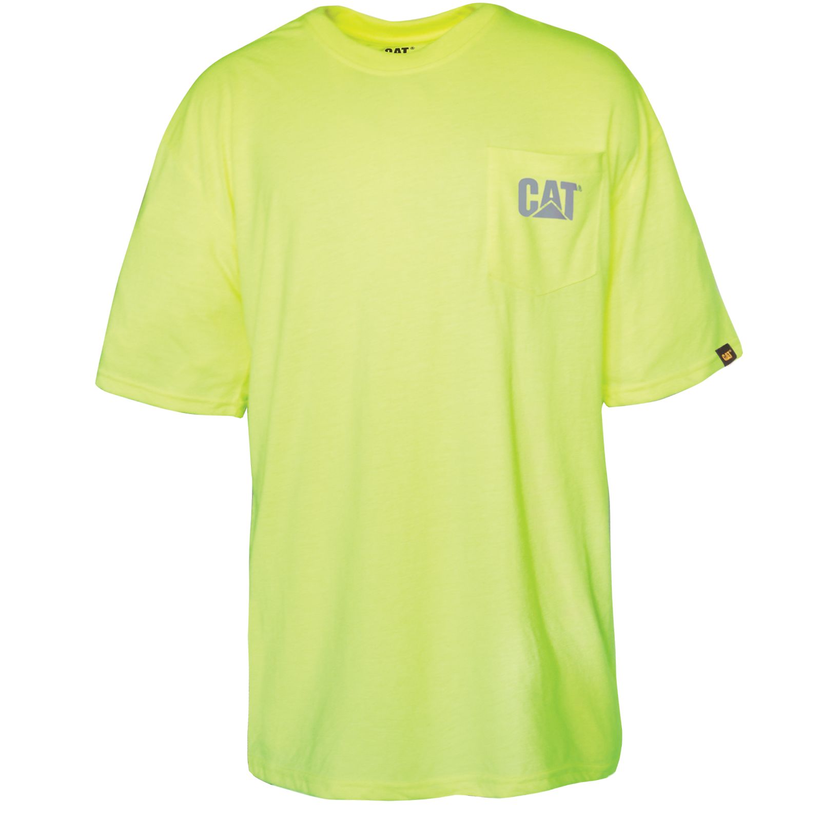 Caterpillar Clothing Lahore - Caterpillar Hi-vis Trademark Pocket Mens T-Shirts Yellow (706321-UPA)